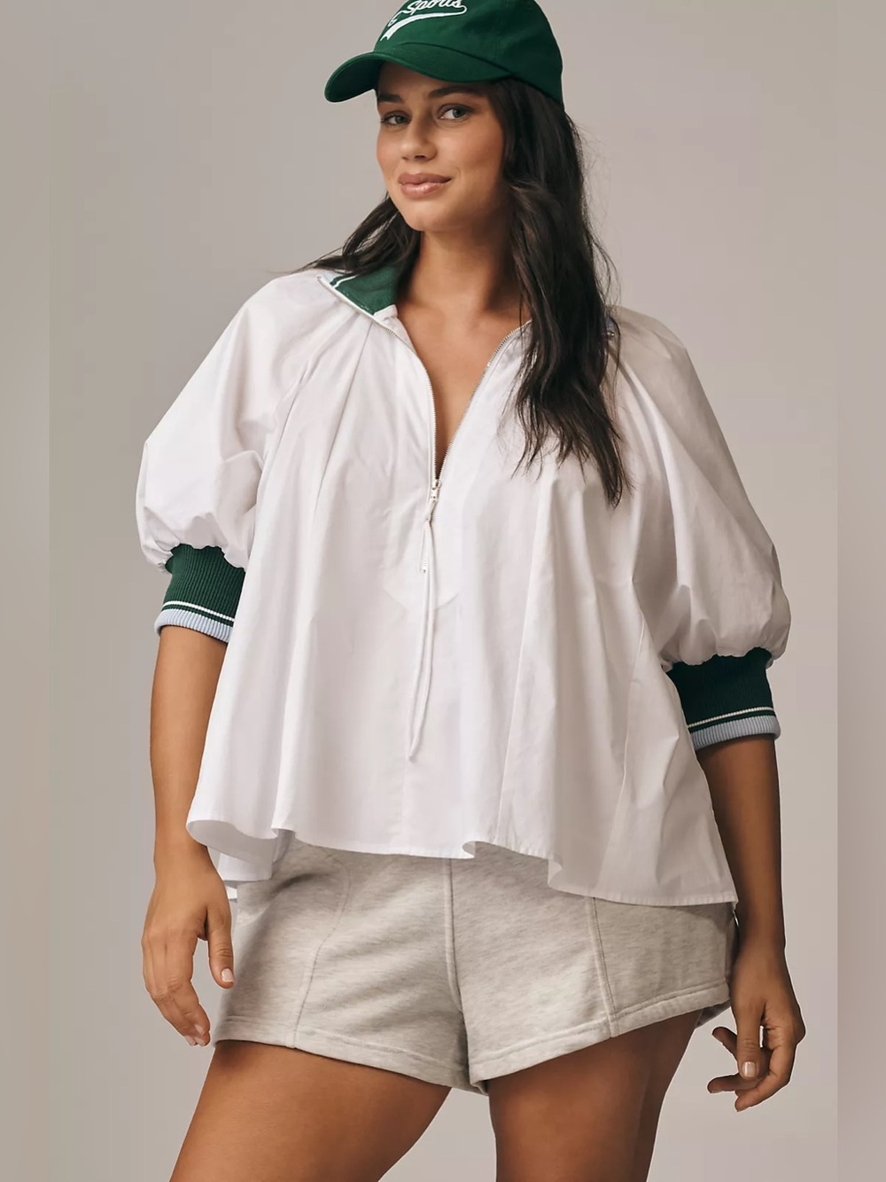 Maeve Anthropologie 100% Cotton Sporty Henley Swing Top White 1X